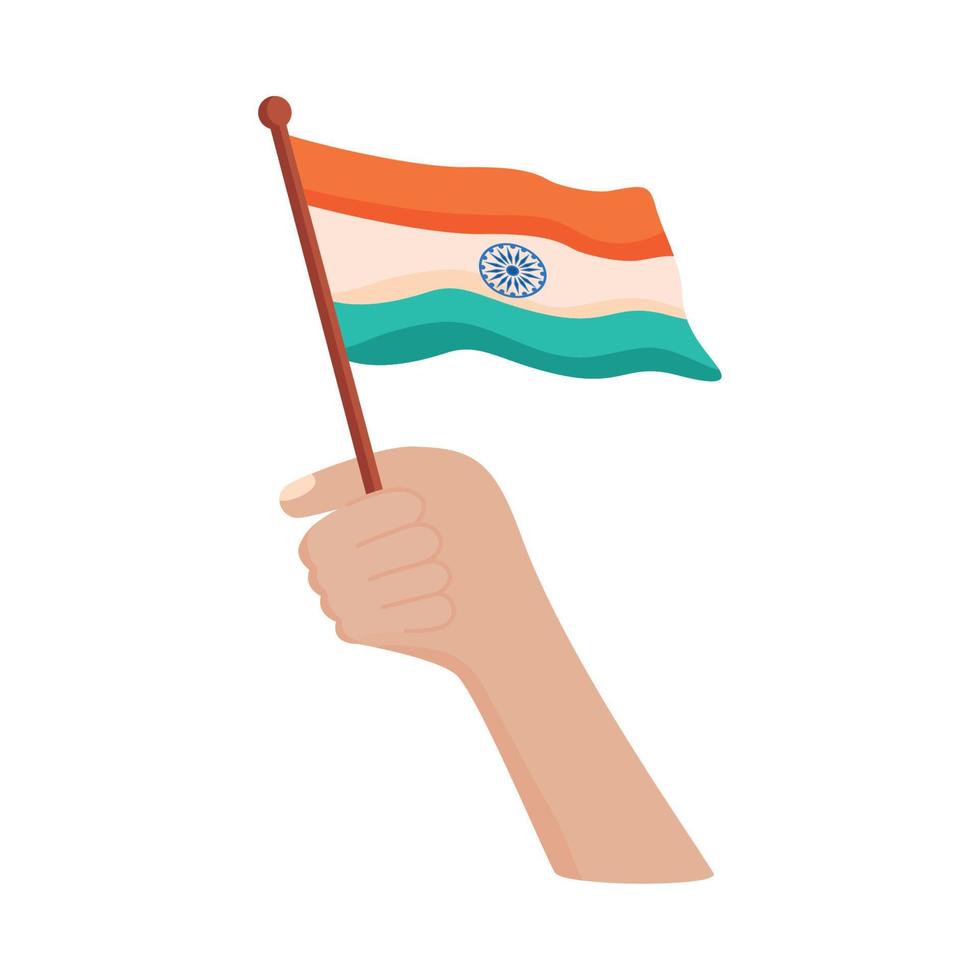 mano con bandera india vector