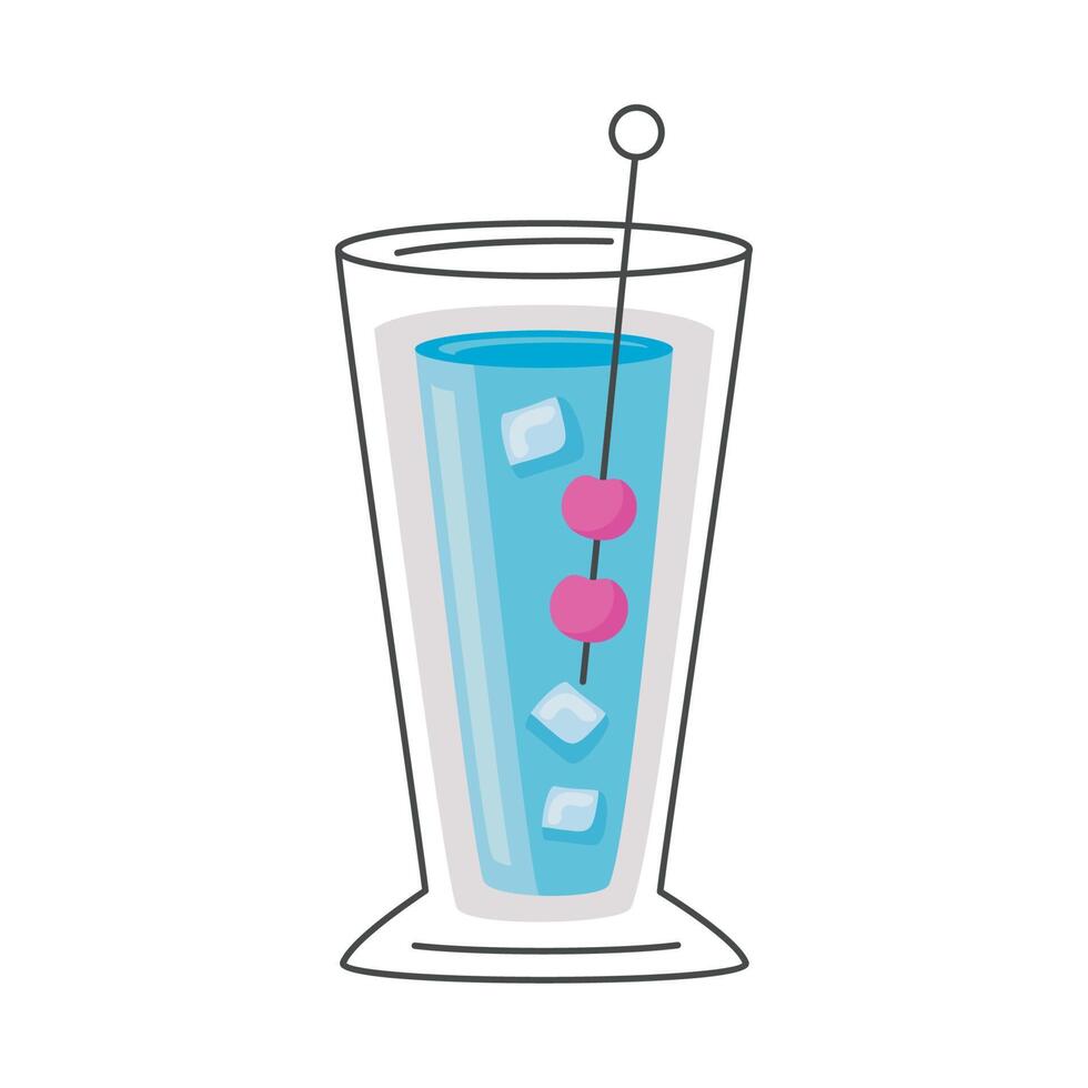 blue cocktail in glass vector