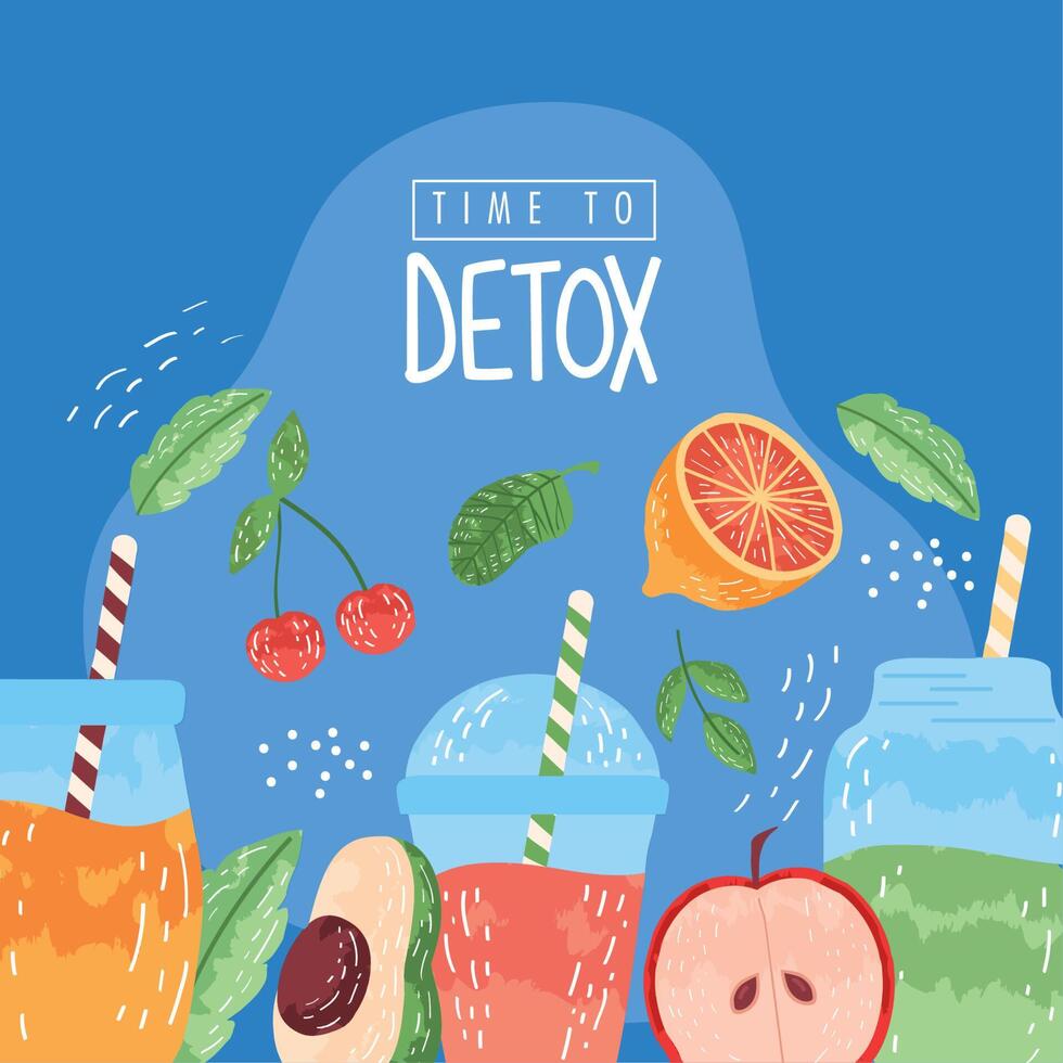 time to detox lettering vector