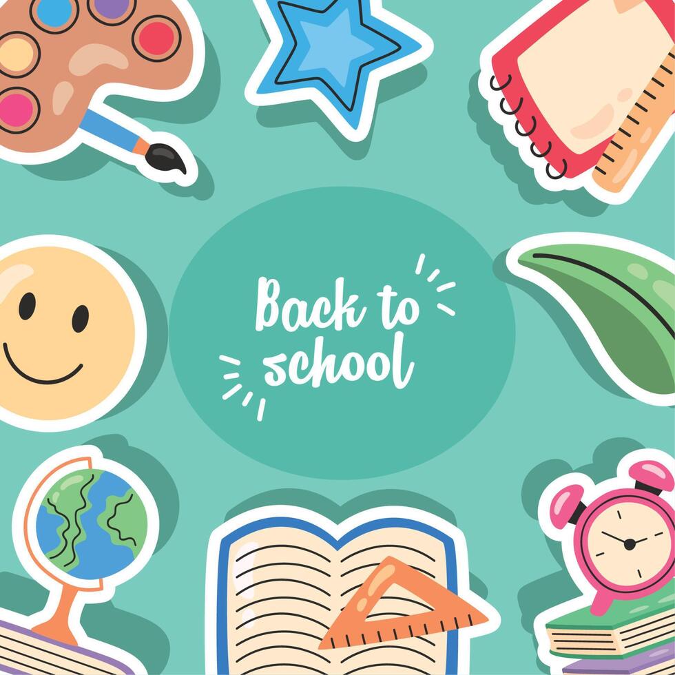 back to school lettering frame vector