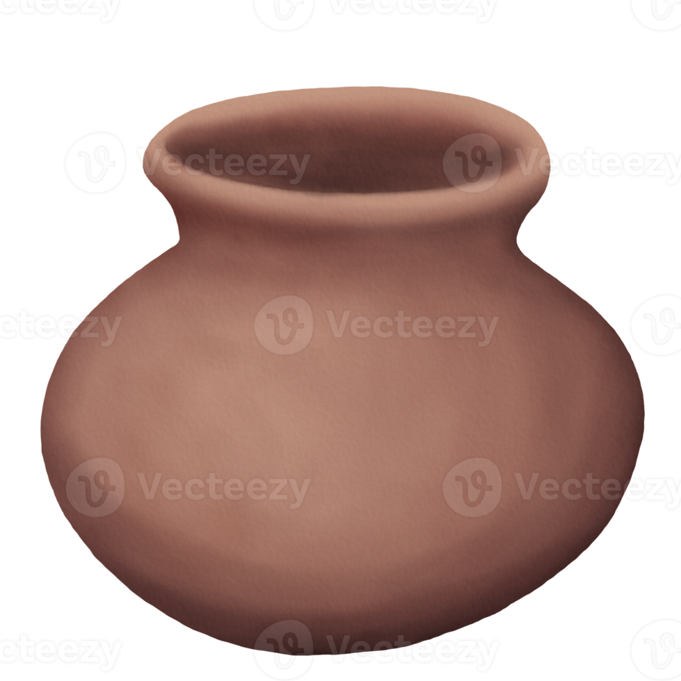 Antique Pottery with a Round Shape in Illustration of Watercolor styles png