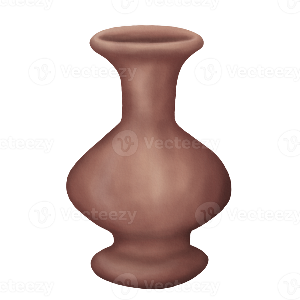 Ancient Pottery in the Shape of a Tall Vase in Illustration of Watercolor styles png