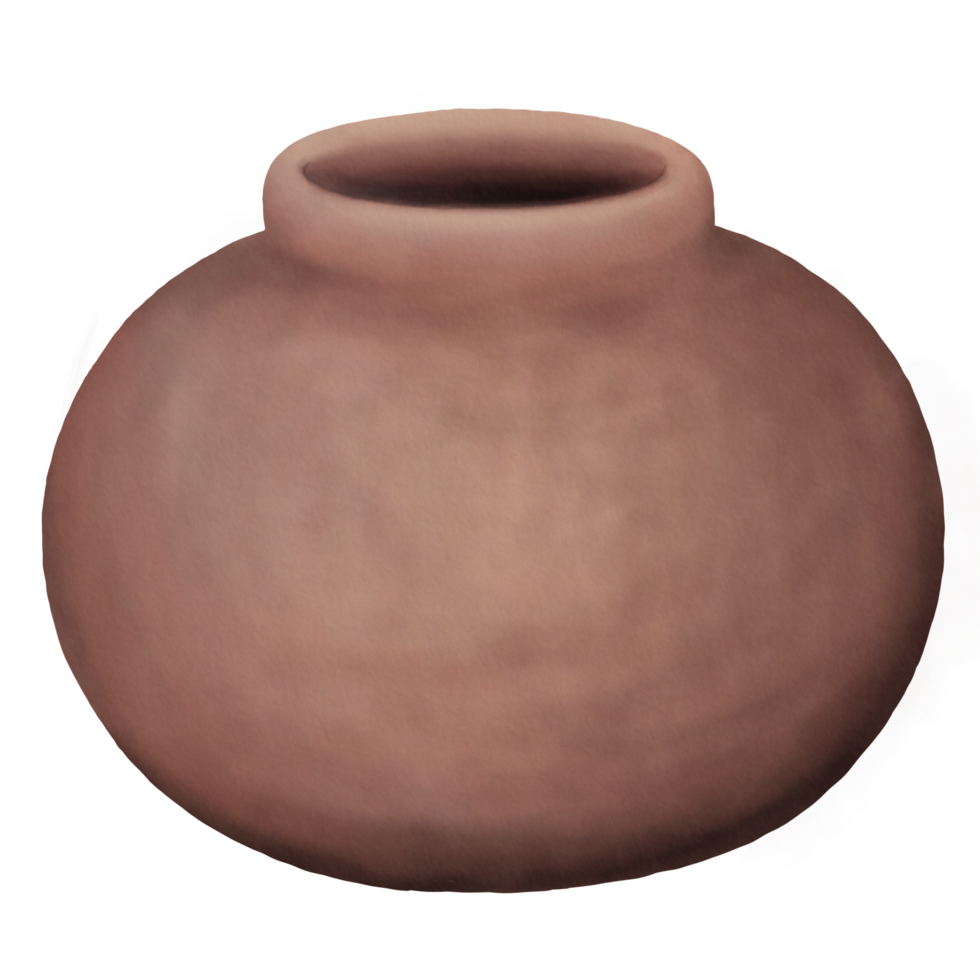 Antique Pottery with a Round Shape in Illustration of Watercolor styles png