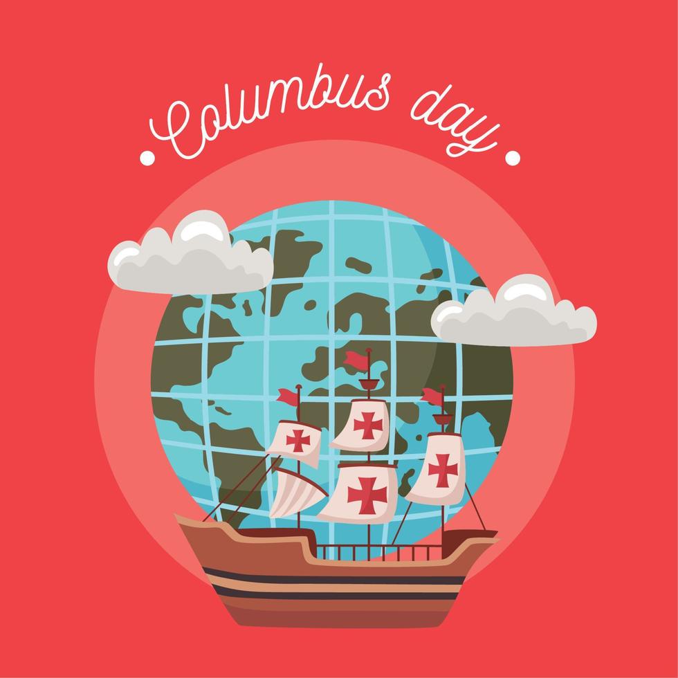 columbus day lettering vector