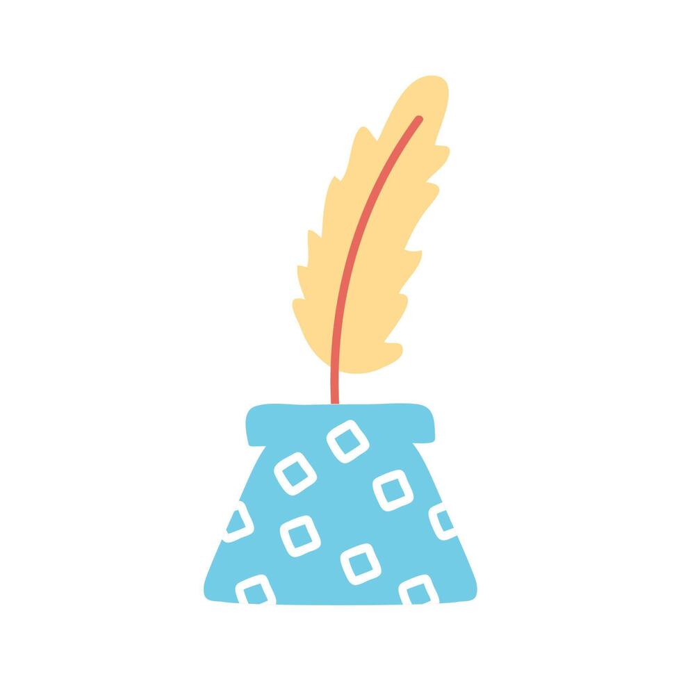 feather and ink pot vector