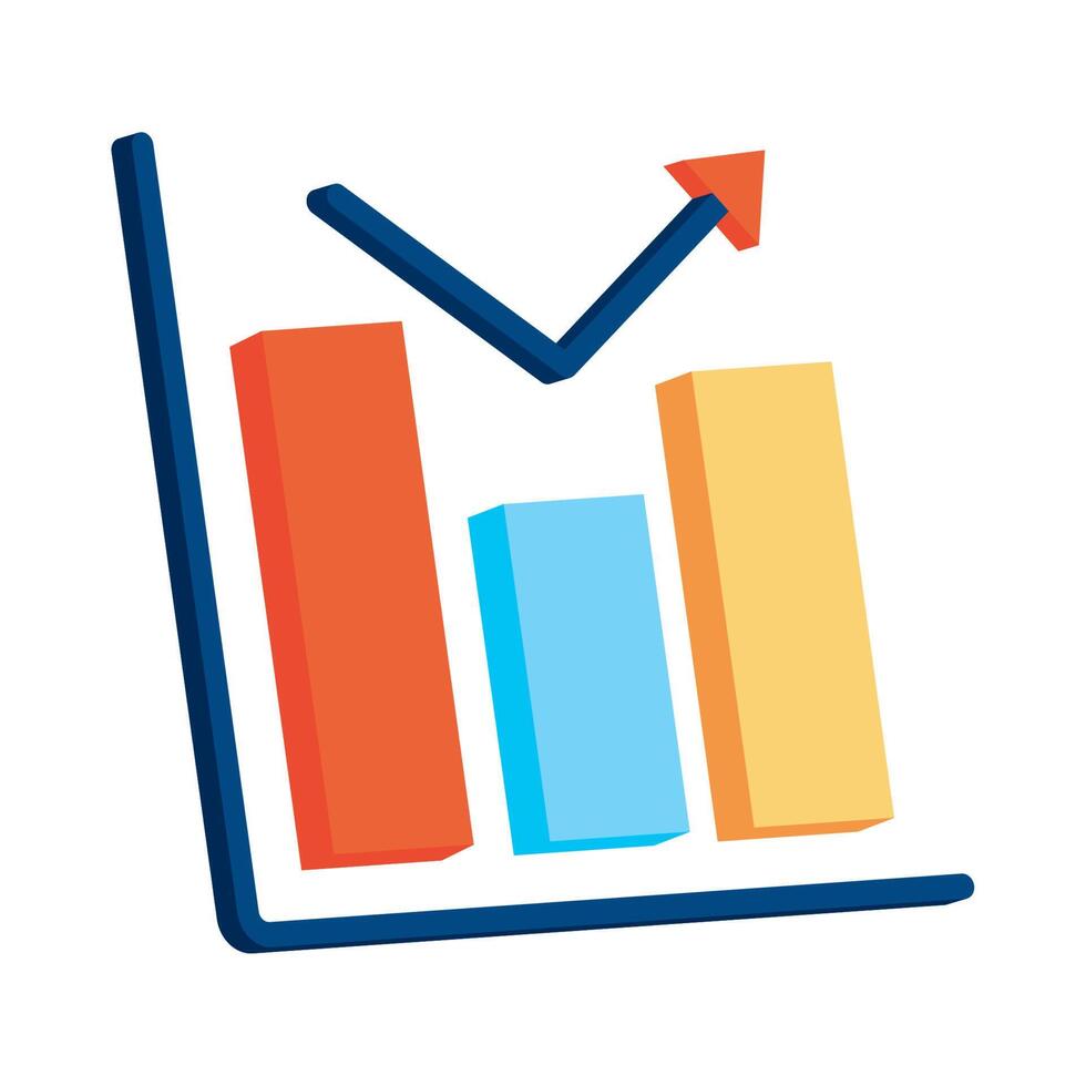 statistics bars with arrow vector