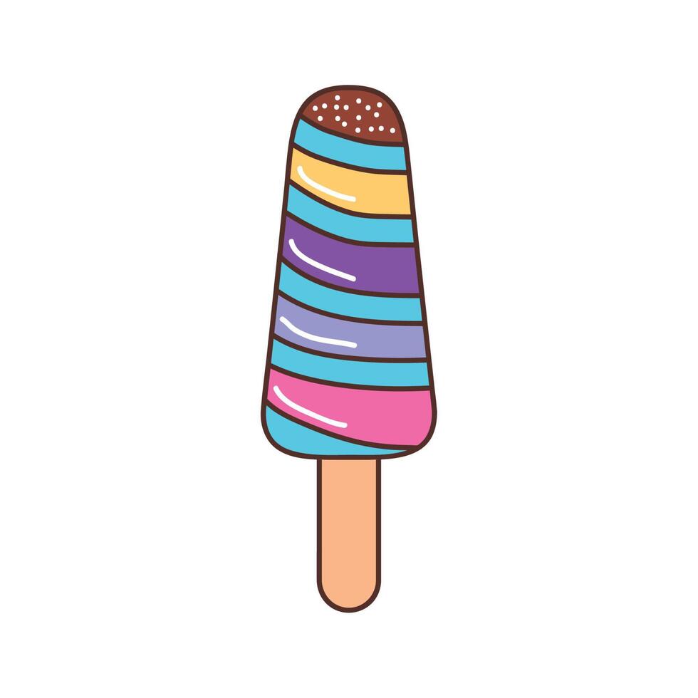 rainbow ice cream in stick vector