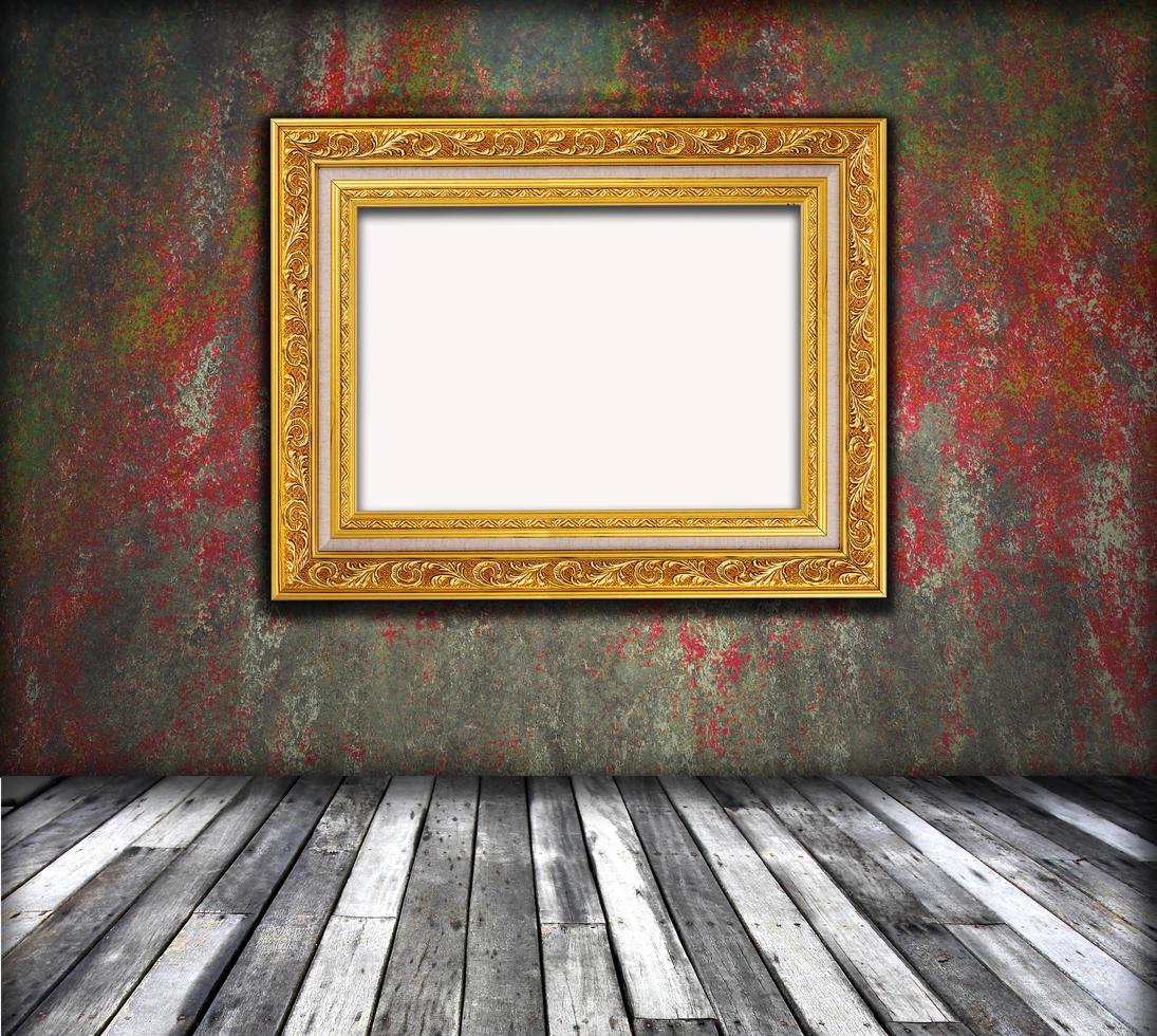 Old room, grunge interior with frames photo