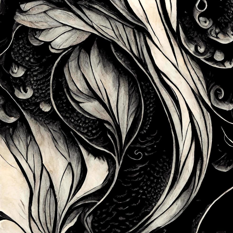 maori tattoo on scroll, line art, ink art, black ink, clean lines, illustration photo