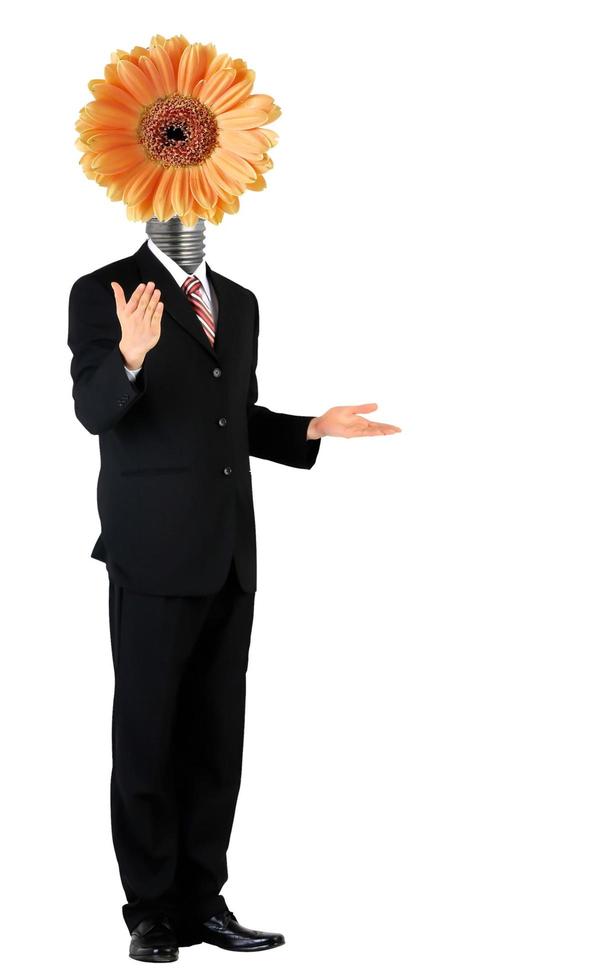 full length business  with flower-head in suit photo
