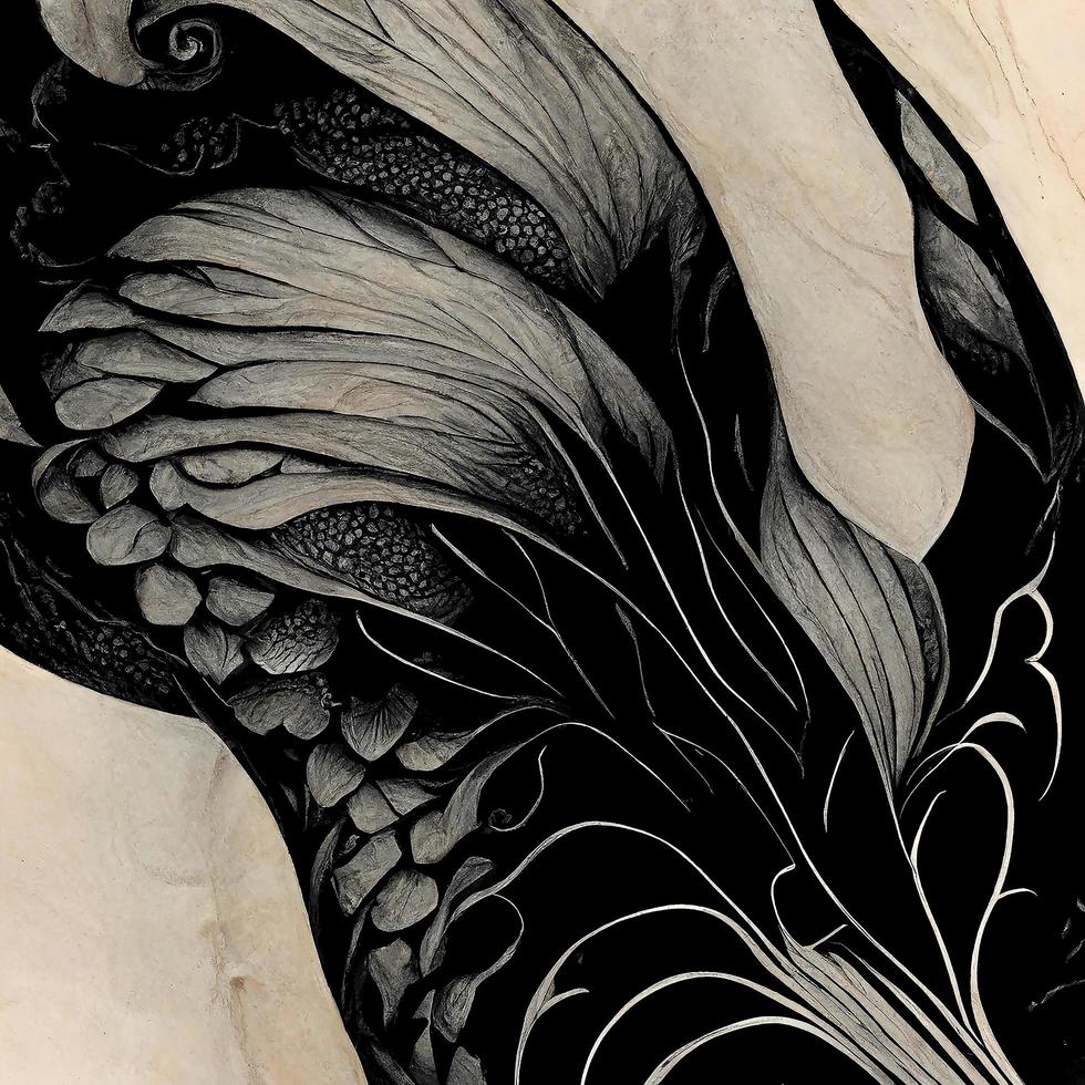 maori tattoo on scroll, line art, ink art, black ink, clean lines, illustration photo