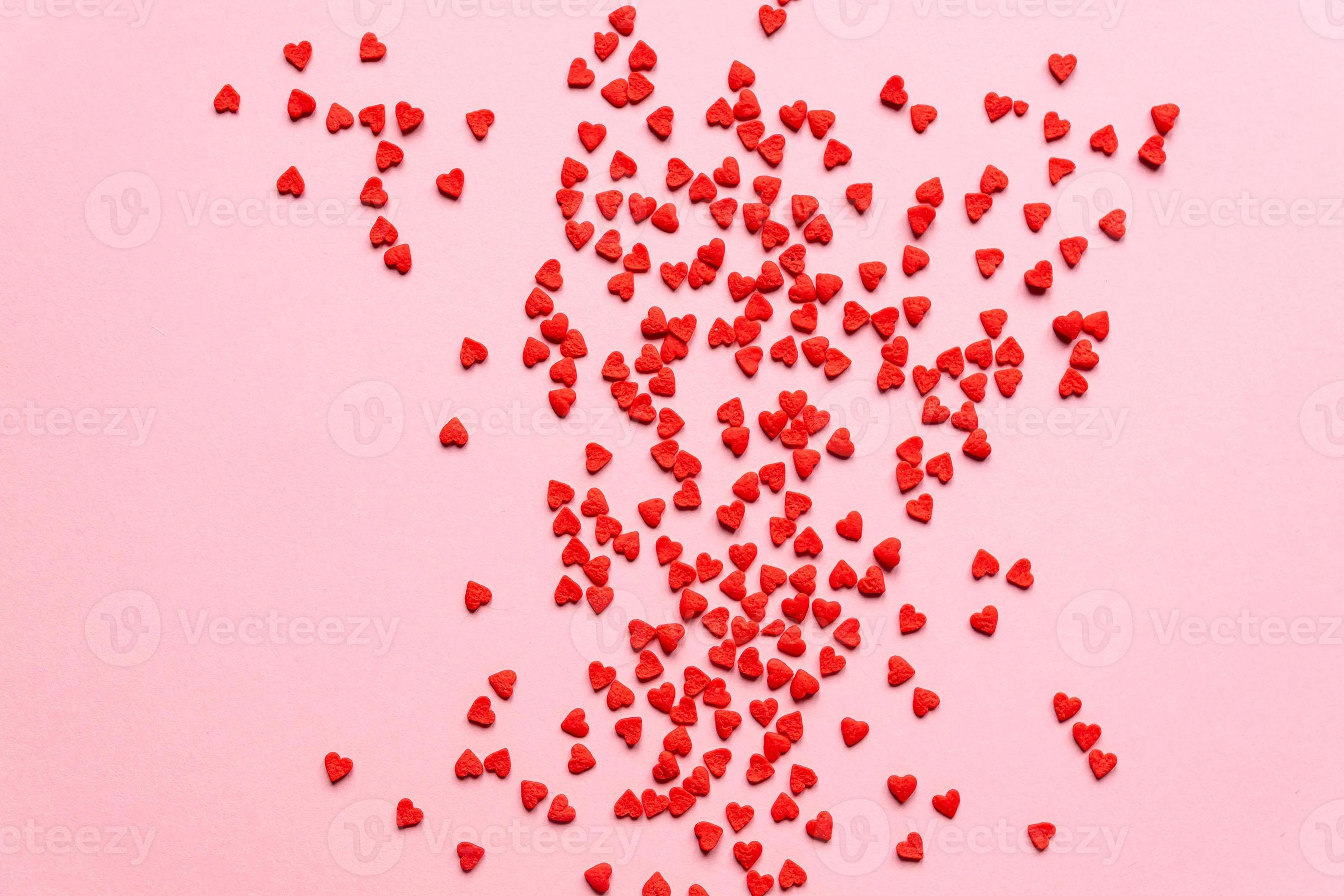 sprinkles background, sugar sprinkle red hearts, decoration for cake