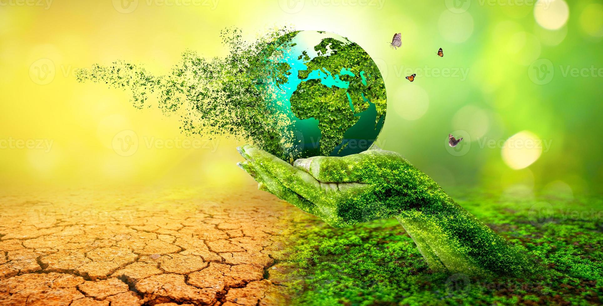 A world that is collapsing and disintegrating the concept of environmental conservation. photo
