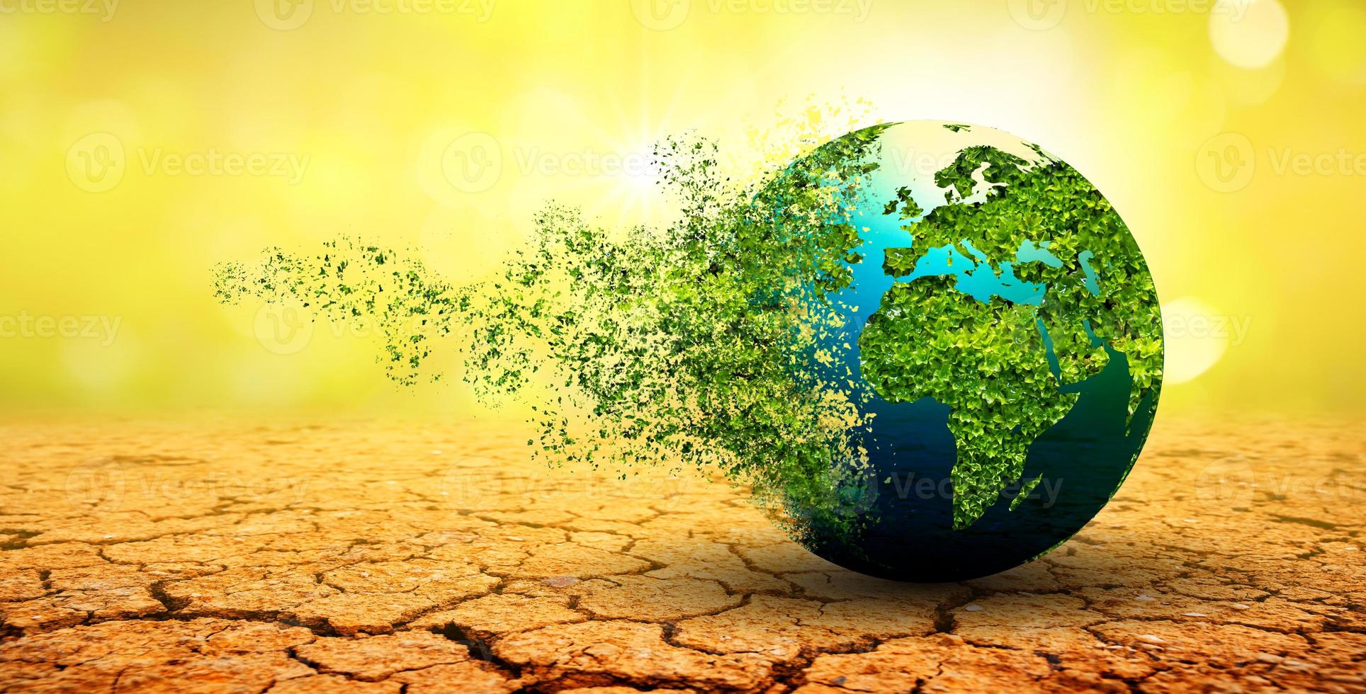 A world that is collapsing and disintegrating the concept of environmental conservation. photo