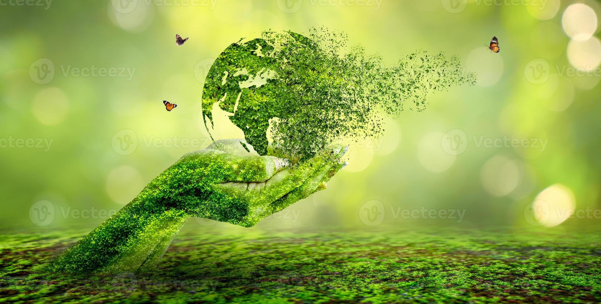 A world that is collapsing and disintegrating the concept of environmental conservation. photo