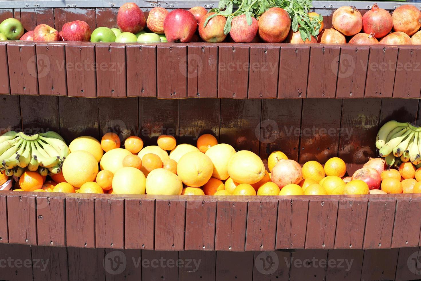 Vegetables and fruits are sold at a bazaar in Israel. photo