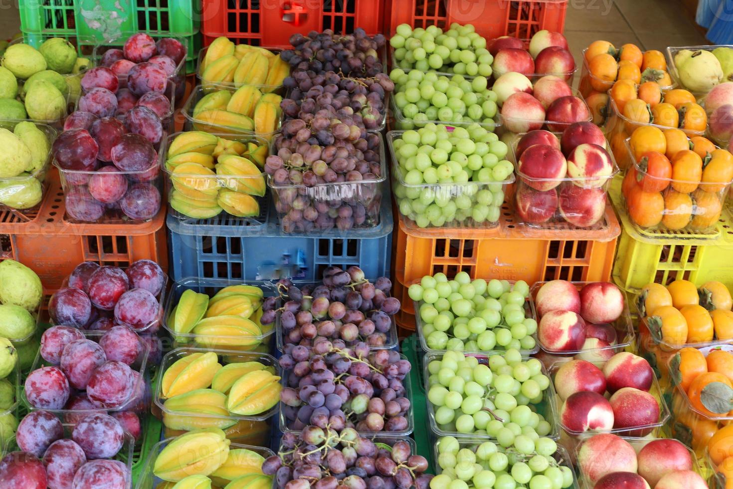 Vegetables and fruits are sold at a bazaar in Israel. photo