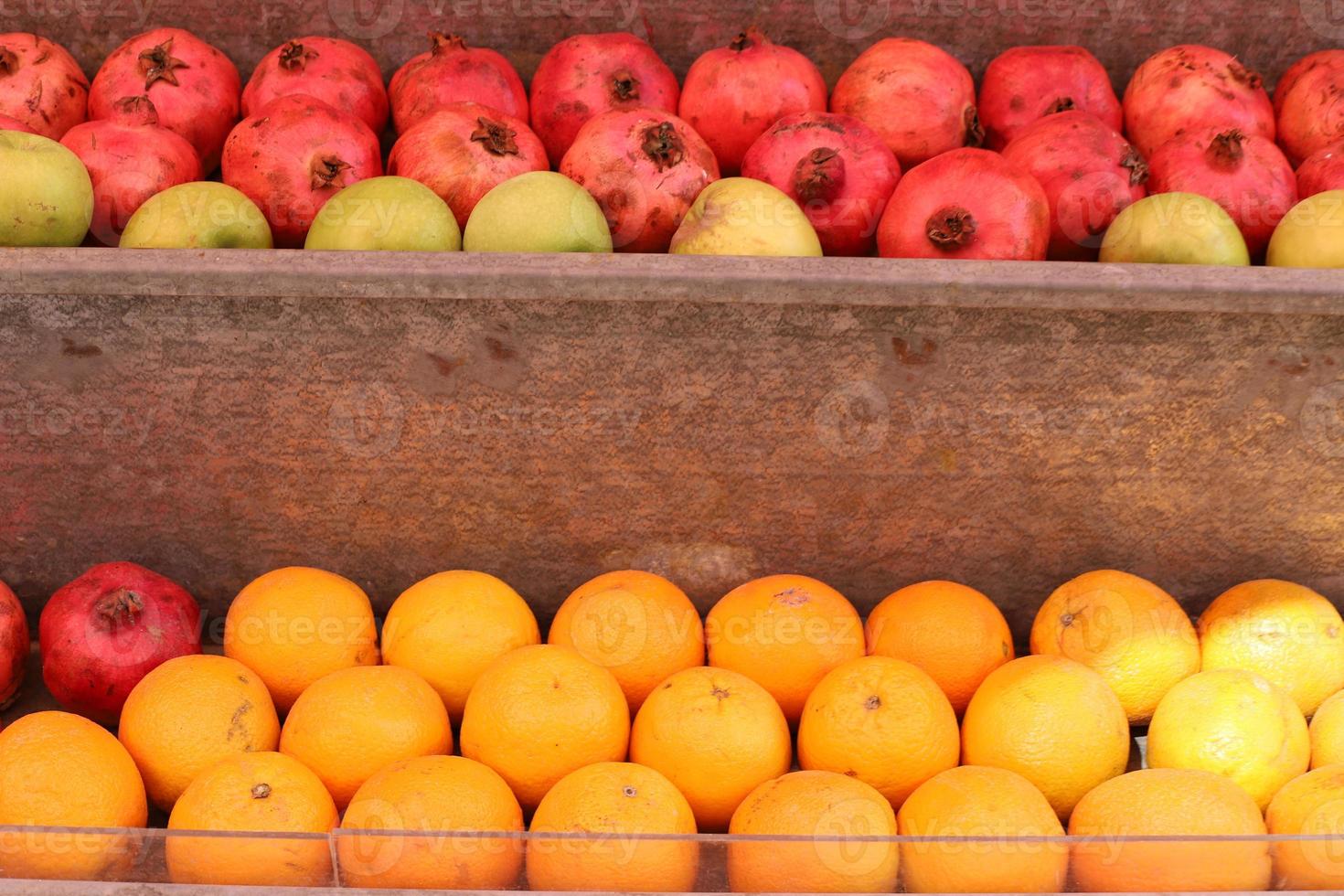 Vegetables and fruits are sold at a bazaar in Israel. photo