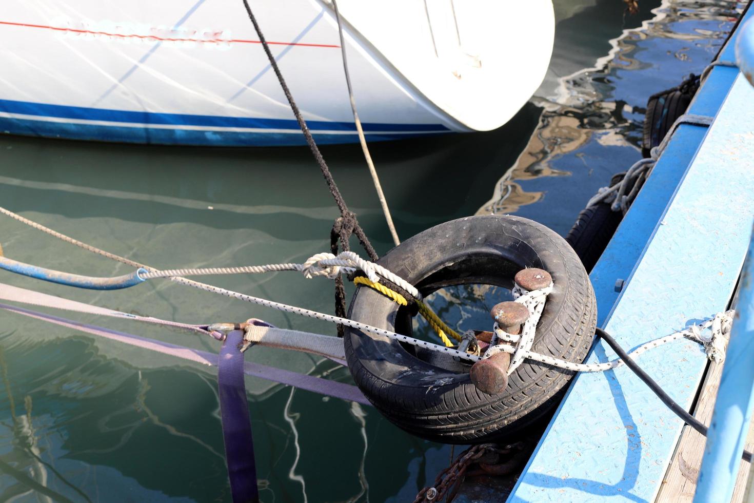 Acre Israel December 19, 2020. Berth for mooring boats and yachts in the seaport. photo