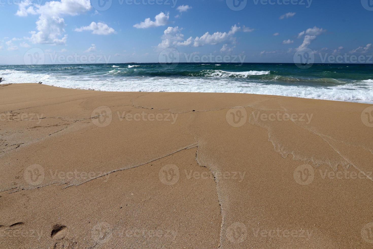 Coast of the Mediterranean Sea in northern Israel. photo