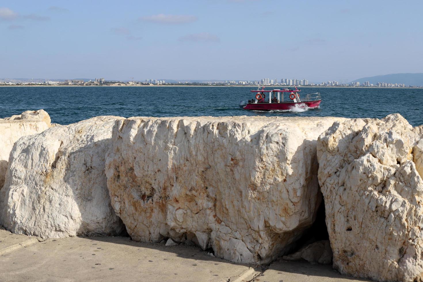 nahariya israel 15 de mayo de 2020. piedras y conchas en un parque de la ciudad en la costa