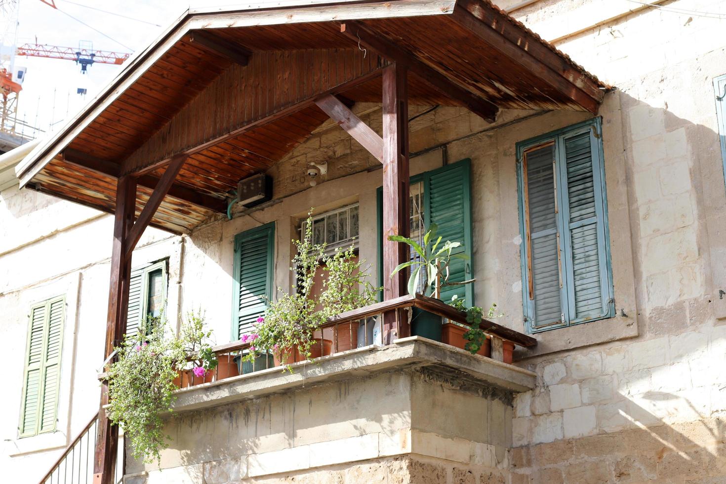 Haifa Israel June 15, 2020. Large balcony on the facade of a residential building. photo
