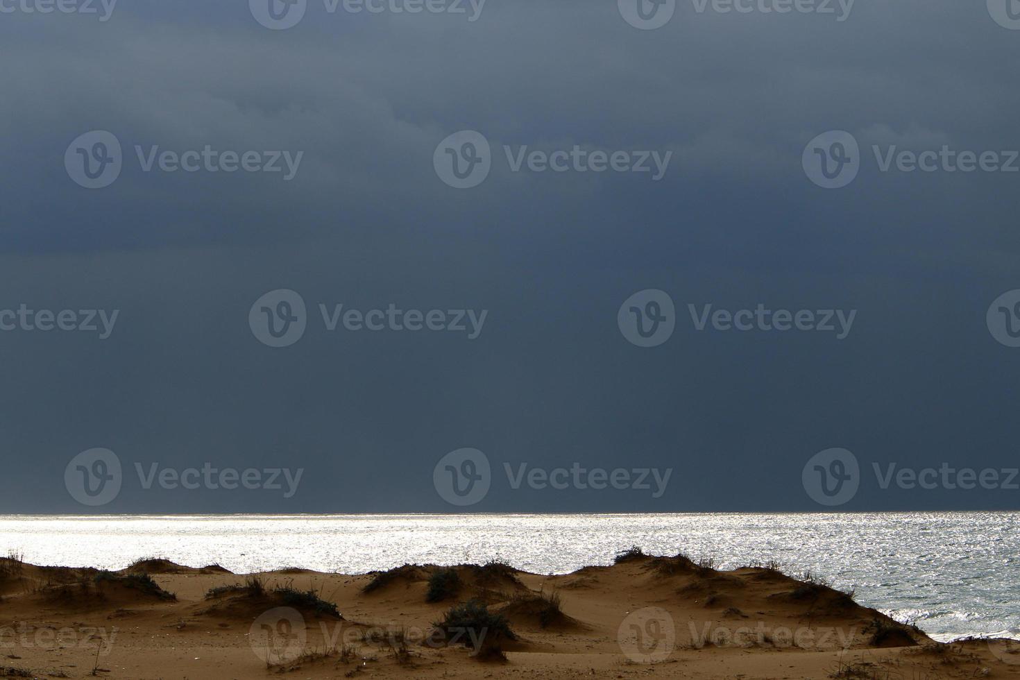Clouds in the sky over the Mediterranean Sea. photo