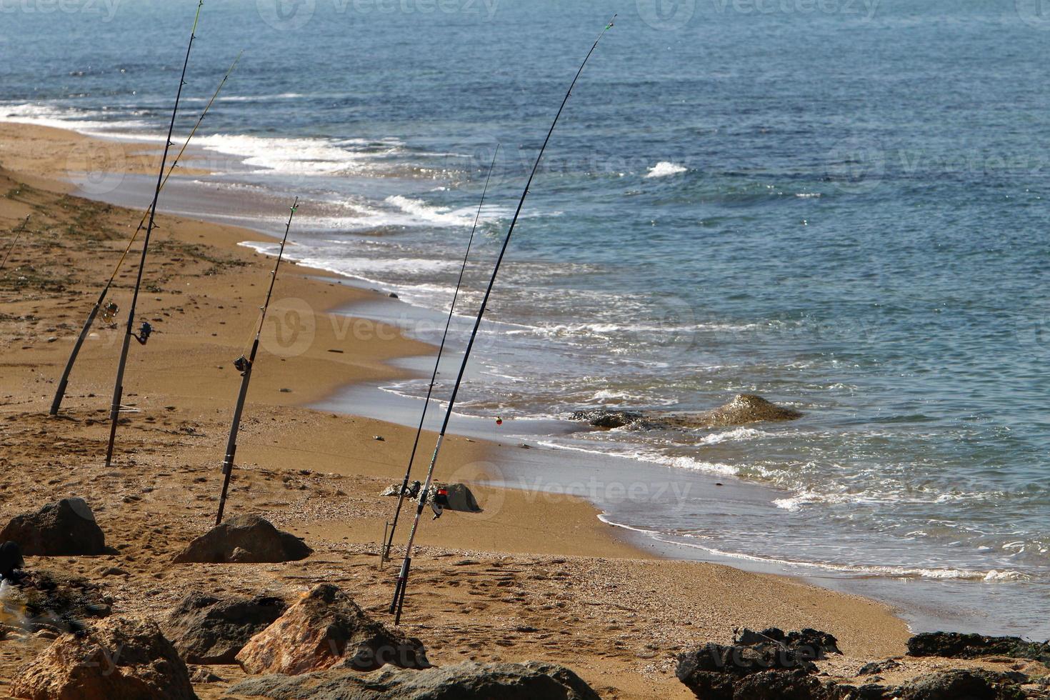 Coast of the Mediterranean Sea in northern Israel. photo