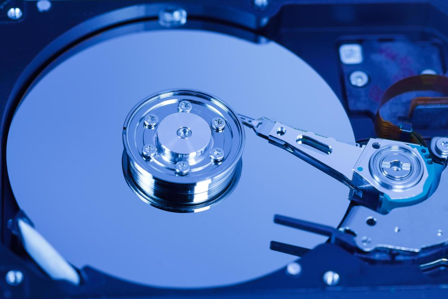 close up of hard disk with abstract reflection photo