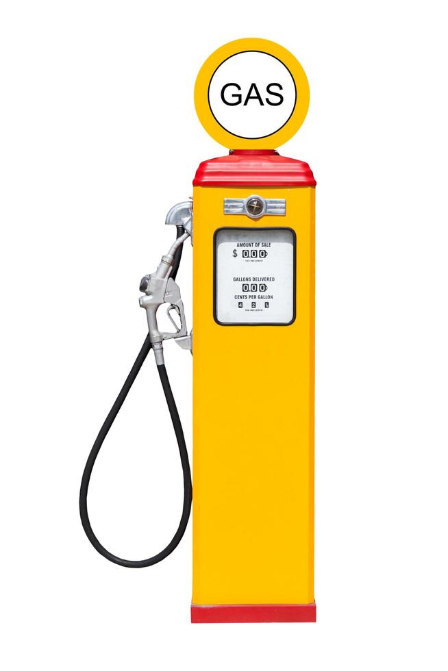 Retro gas pump isolated on white background photo