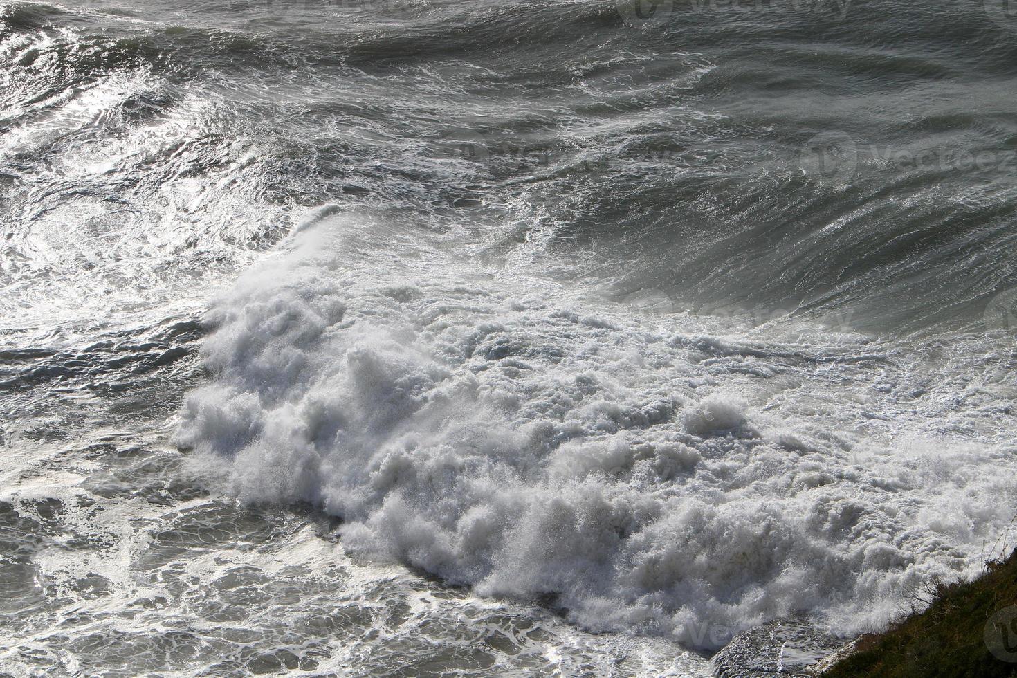 Storm on the Mediterranean Sea in northern Israel. photo