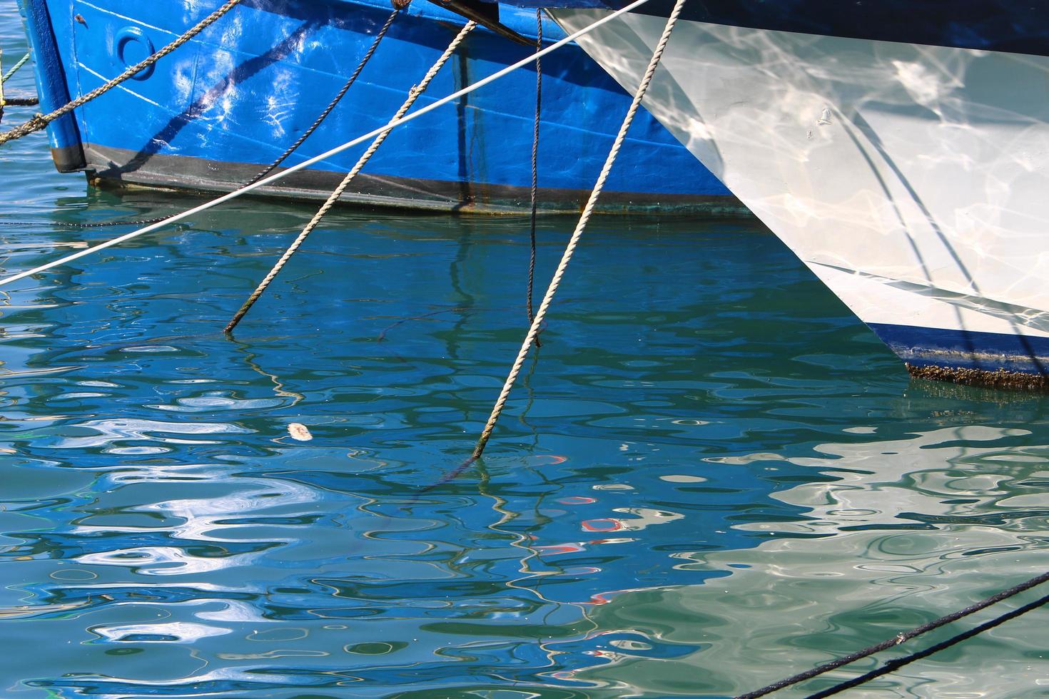 Acre Israel December 19, 2020. Berth for mooring boats and yachts in the seaport. photo