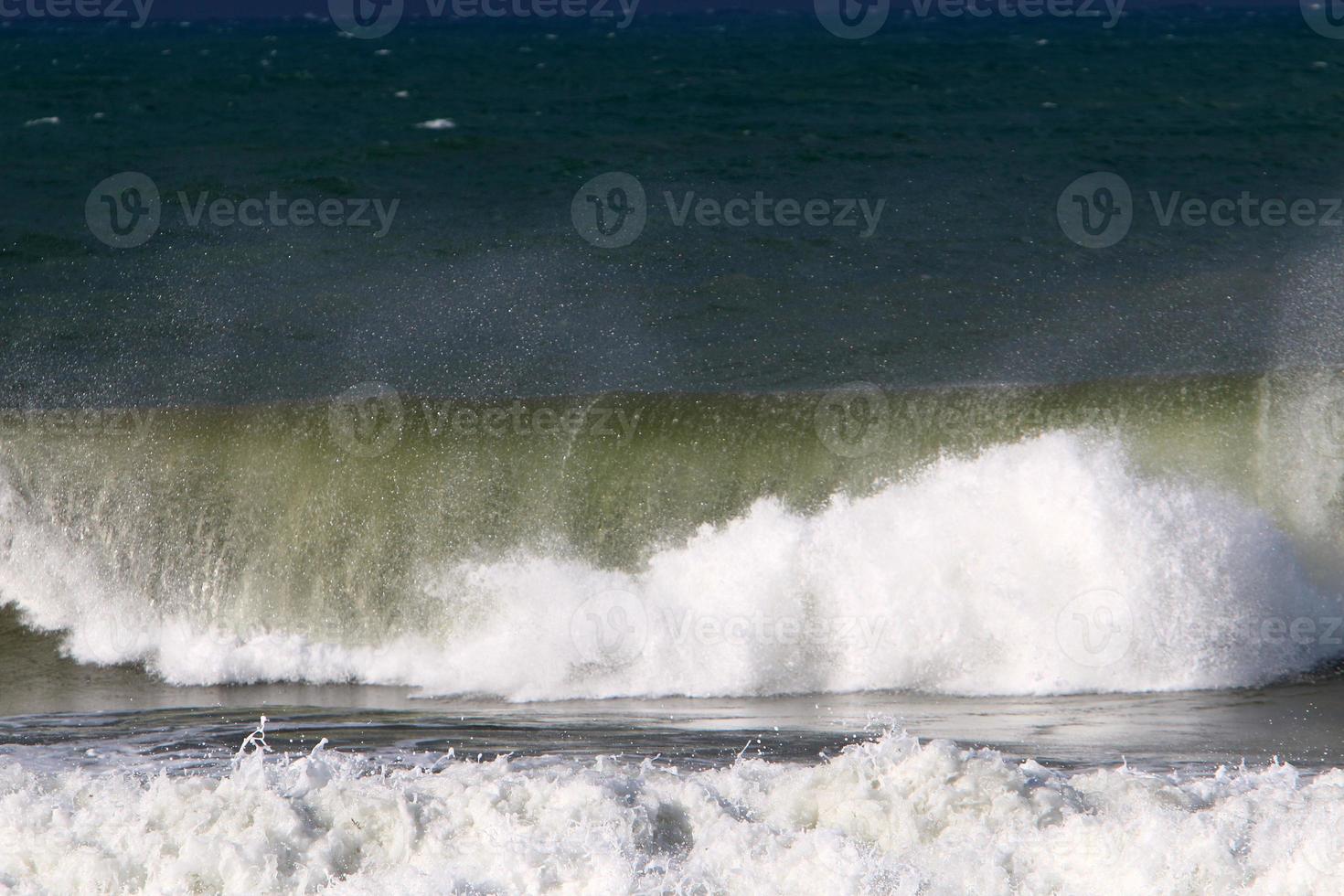 Storm on the Mediterranean Sea in northern Israel. photo