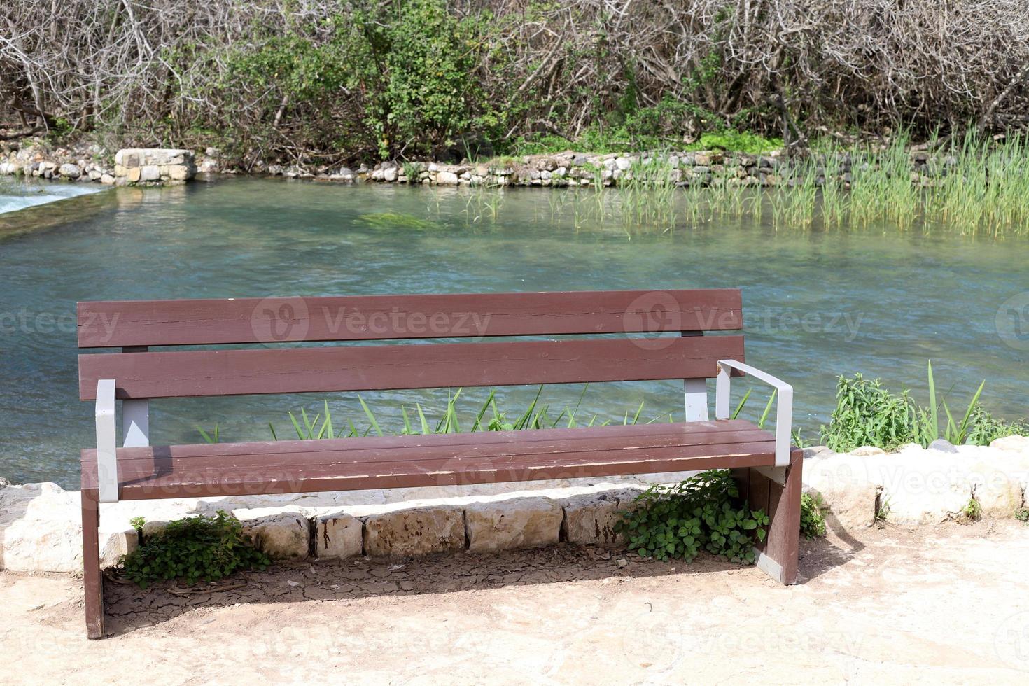 Bench for rest in the city park. photo