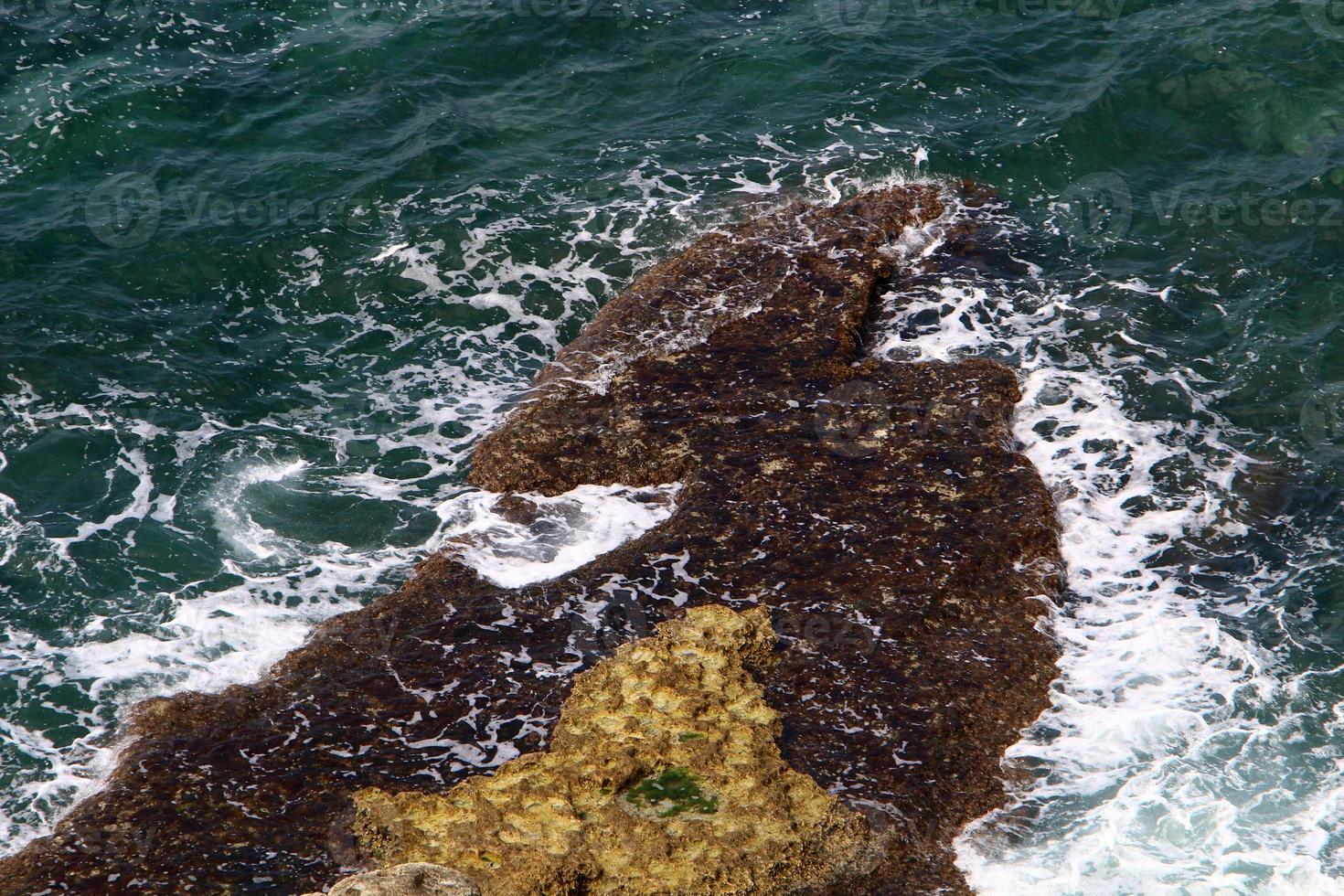 Coast of the Mediterranean Sea in northern Israel. photo