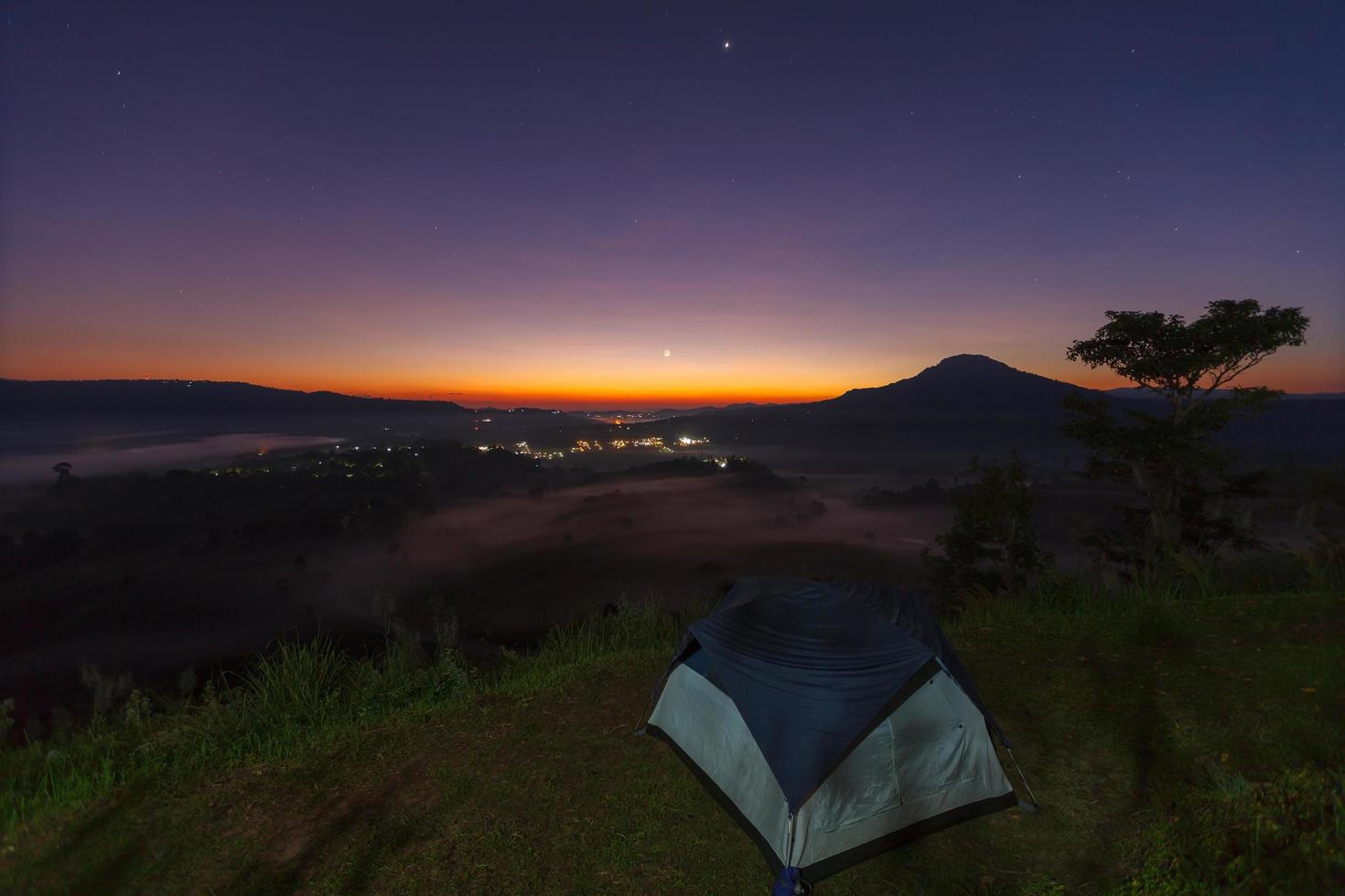 Misty morning sunrise in Khao Takhian Ngo View Point at Khao-kho Phetchabun,Thailand photo