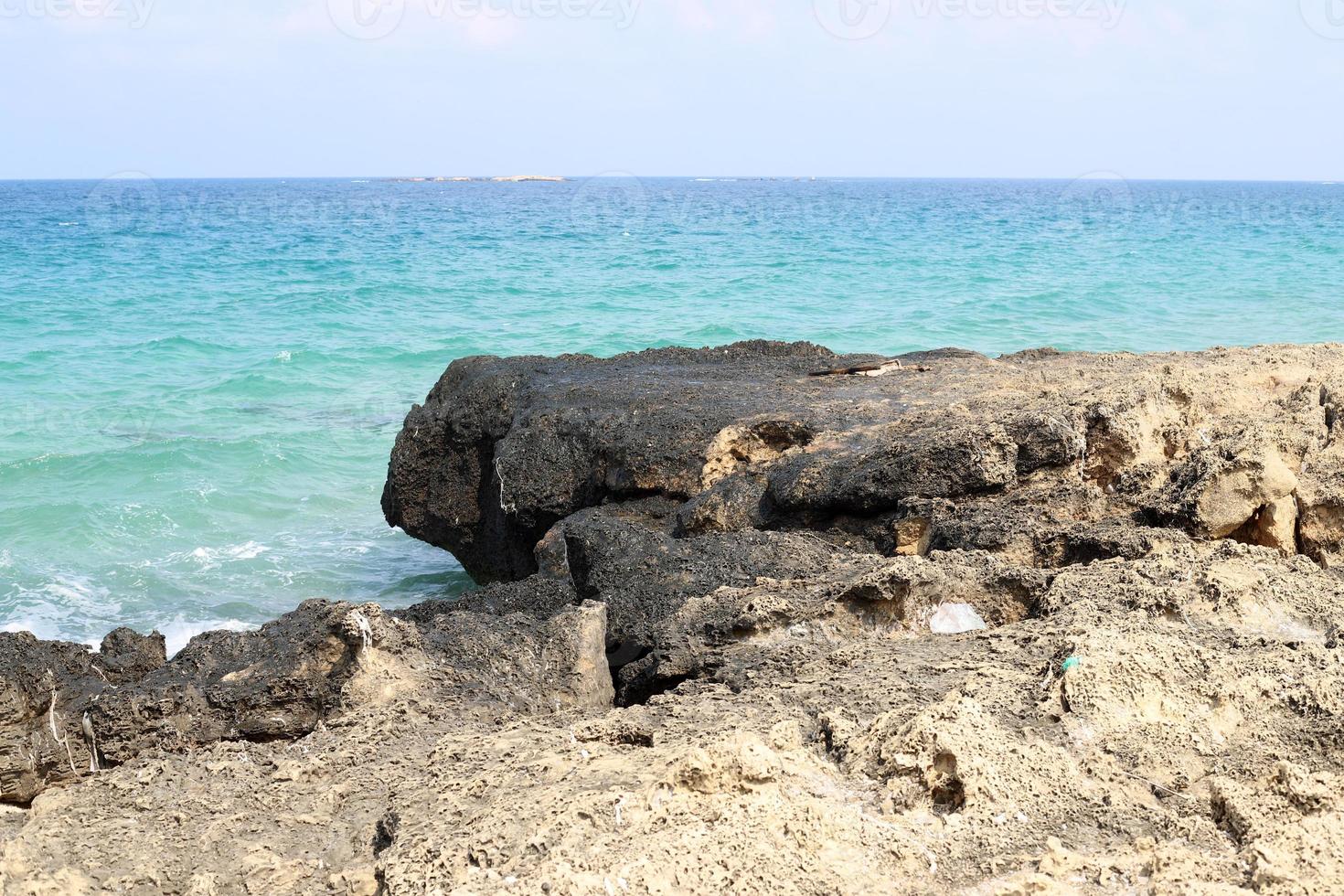 Coast of the Mediterranean Sea in northern Israel. photo