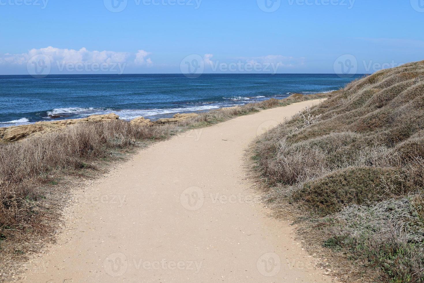 Coast of the Mediterranean Sea in northern Israel. photo