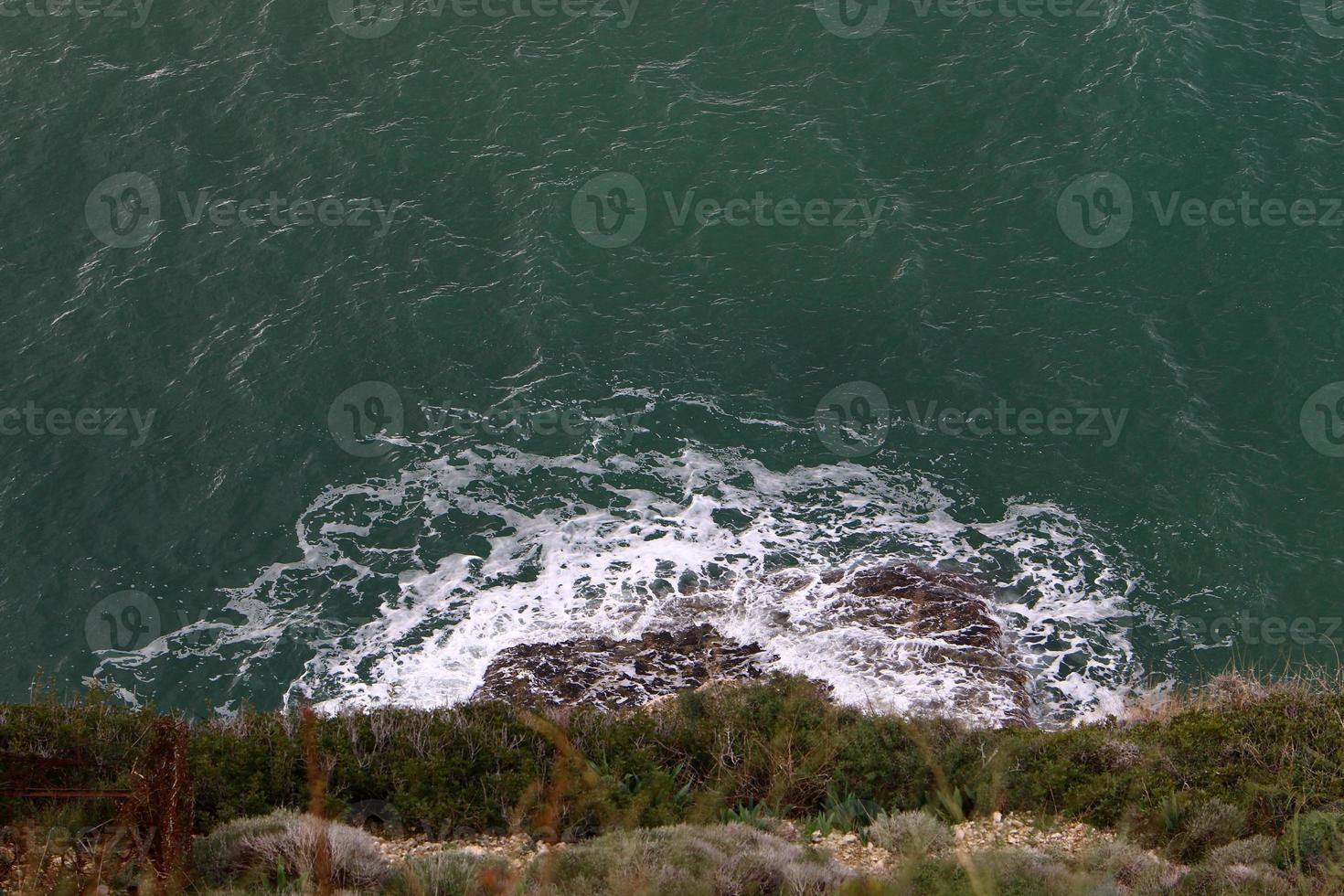 Coast of the Mediterranean Sea in northern Israel. photo