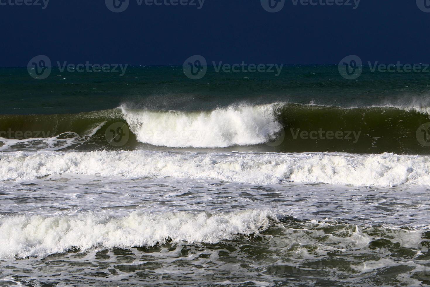 Storm on the Mediterranean Sea in northern Israel. photo