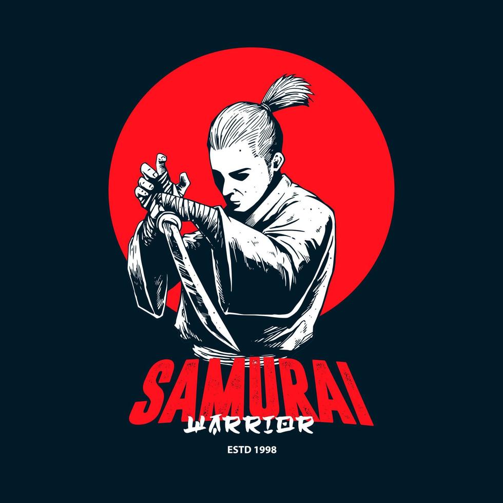 ilustraciones del guerrero samurai vector