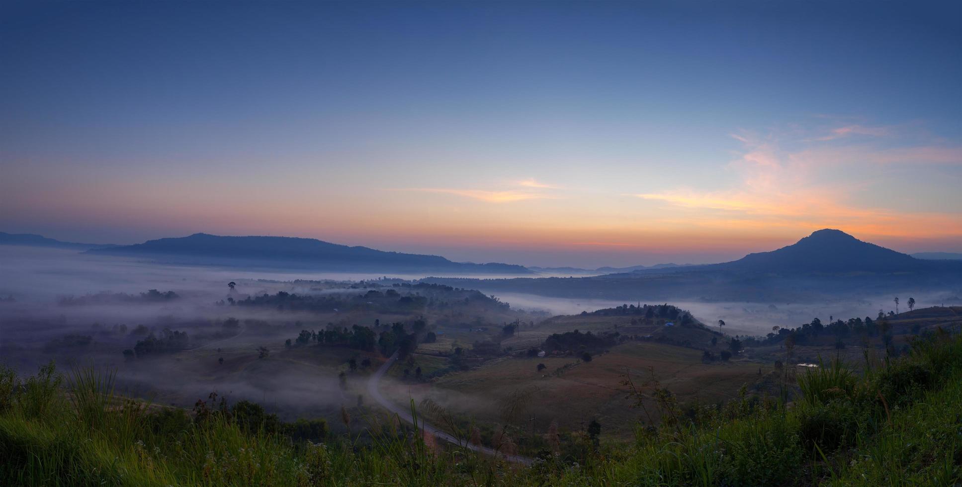 misty morning sunrise in Khao Takhian Ngo View Point at Khao-kho Phetchabun,Thailand photo