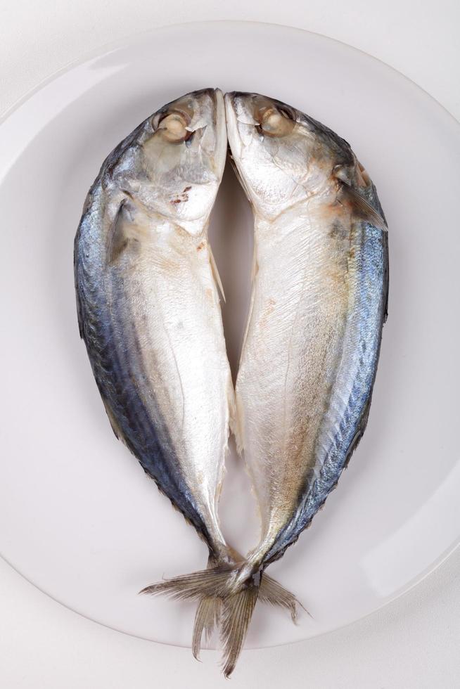 mackerel fish on table photo