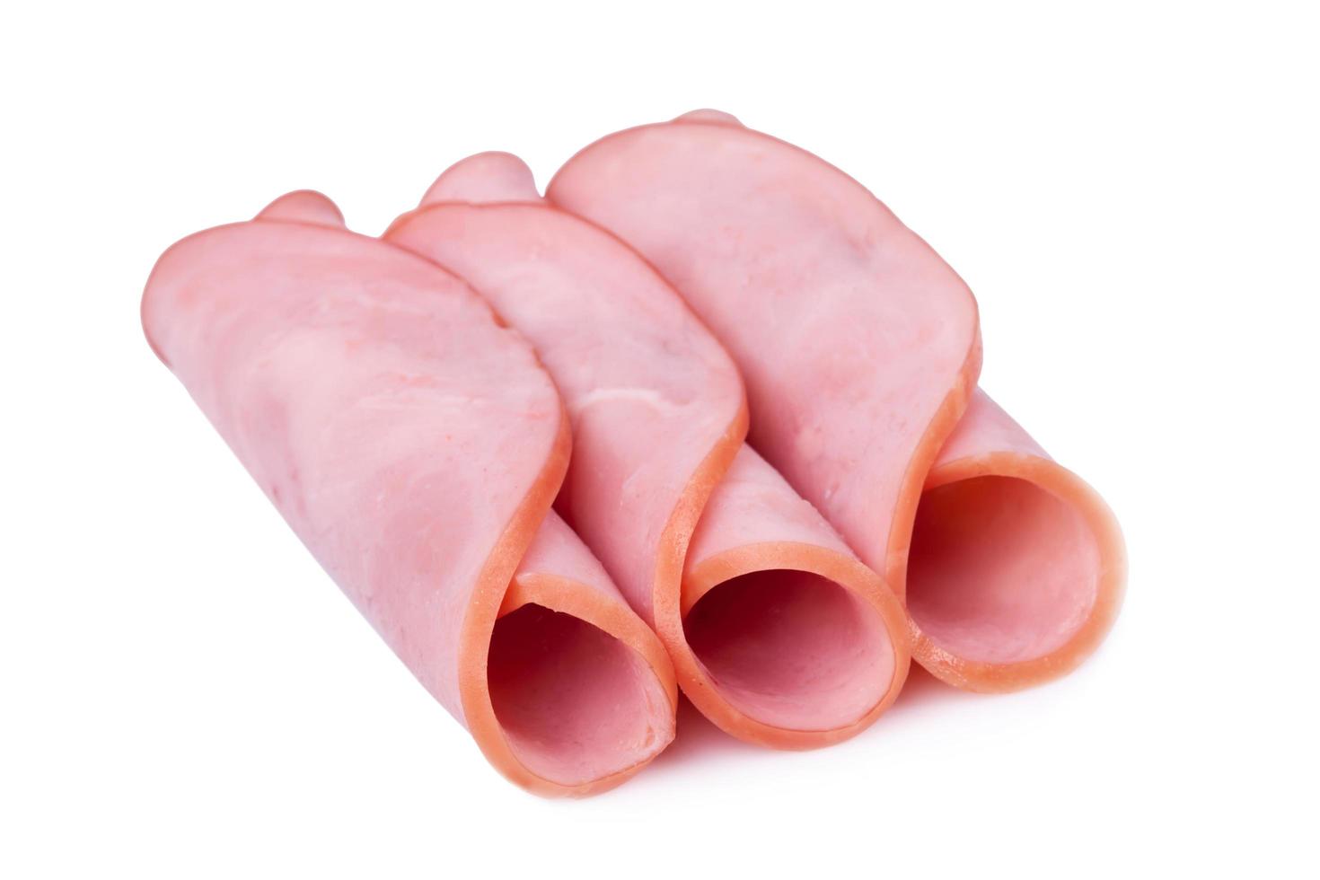 smoked ham isolated on white background photo