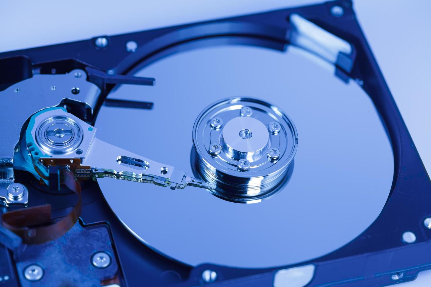 close up of hard disk with abstract reflection photo