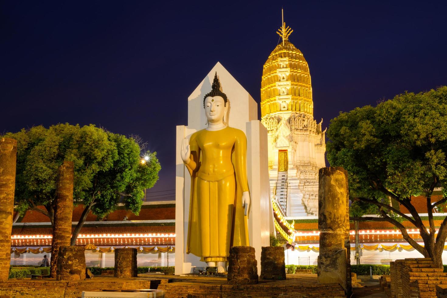 Landscape sunset at Wat Phar Sri Rattana Mahathat Temple or Wat Yai, Phitsanulok in Thailand photo