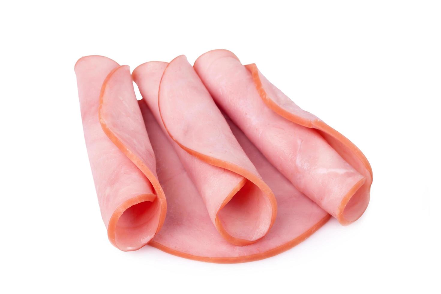 smoked ham isolated on white background photo
