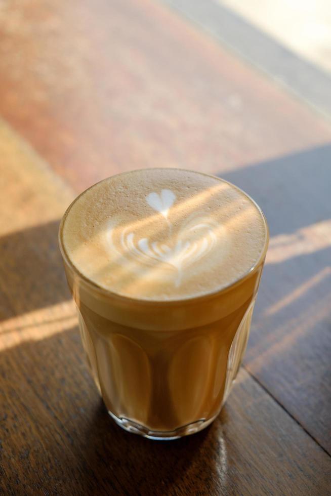 coffee latte art in morning photo
