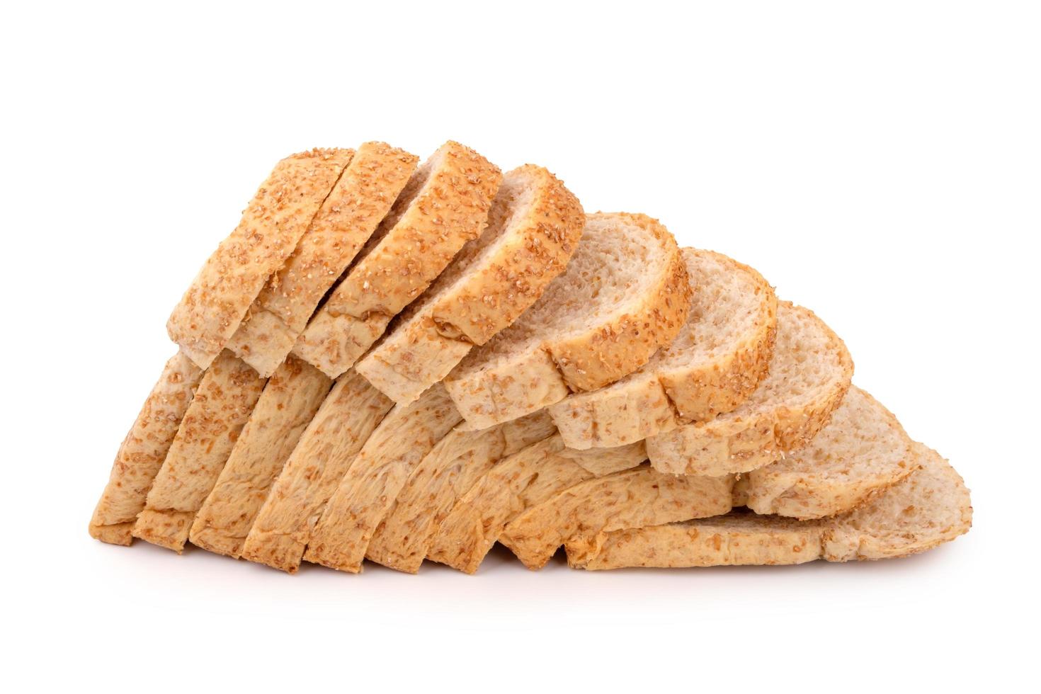 whole grain bread on white background photo