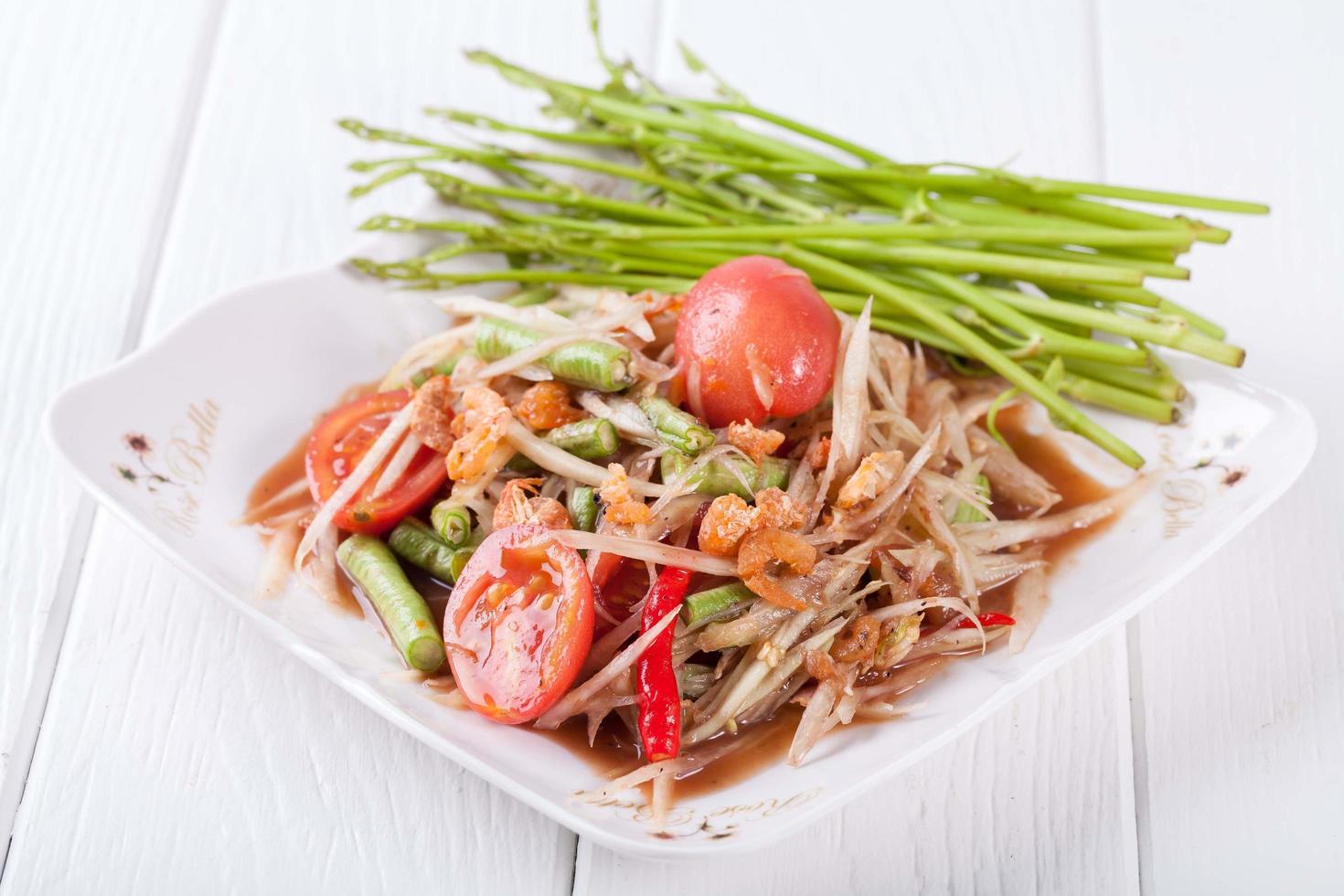 Somtum, papaya salad delicious food in thailand photo